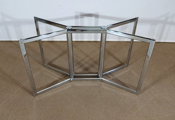 Modernist Table in Chromed Metal and Smoked Glass, 1970s-RVK-1266422