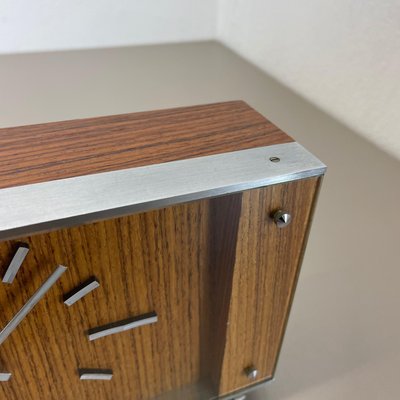 Modernist Teak and Metal Table Clock from Zentra, Germany, 1970s-QZ-1444409