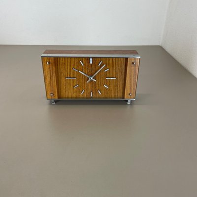 Modernist Teak and Metal Table Clock from Zentra, Germany, 1970s-QZ-1444409