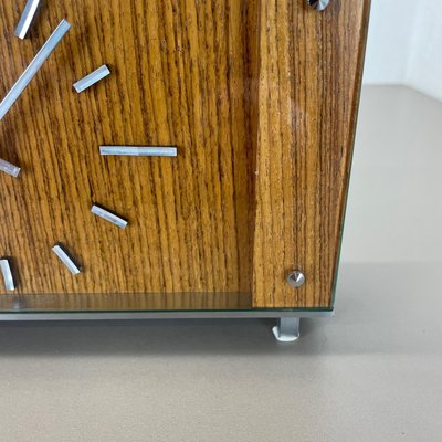 Modernist Teak and Metal Table Clock from Zentra, Germany, 1970s-QZ-1444409