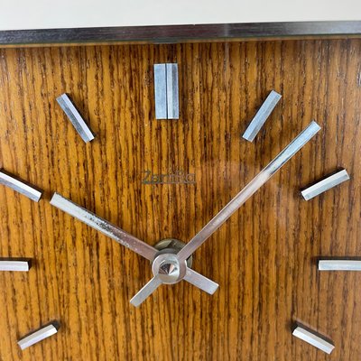 Modernist Teak and Metal Table Clock from Zentra, Germany, 1970s-QZ-1444409