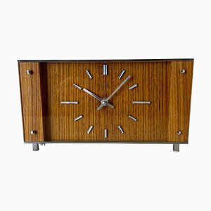 Modernist Teak and Metal Table Clock from Zentra, Germany, 1970s-QZ-1444409