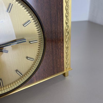 Modernist Teak & Brass Table Clock from Dugena, Germany, 1960s-QZ-1265058