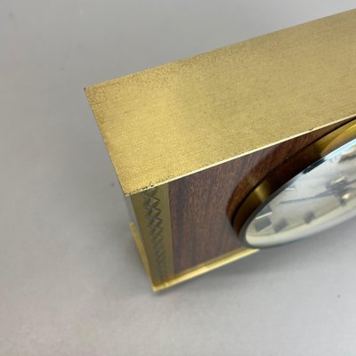 Modernist Teak & Brass Table Clock from Dugena, Germany, 1960s-QZ-1265058