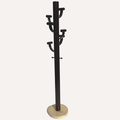 Modernist Travertine and Wood Coat Rack by Ettore Sottsass-BHG-1048823