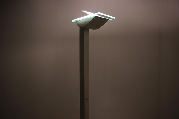 Modernist White Metal Floor Lamp by Hartmut Engel for Zumtobel, 1980s-TZ-687082