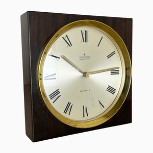 Modernist Wood and Brass Table or Wall Clock attributed to Junghans, Germany, 1970s-QZ-1444411