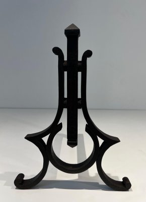 Modernist Wrought Iron Chenets, 1940s, Set of 2-BA-1792717