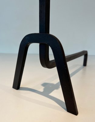 Modernist Wrought Iron Chenets, 1950s, Set of 2-BA-1786673