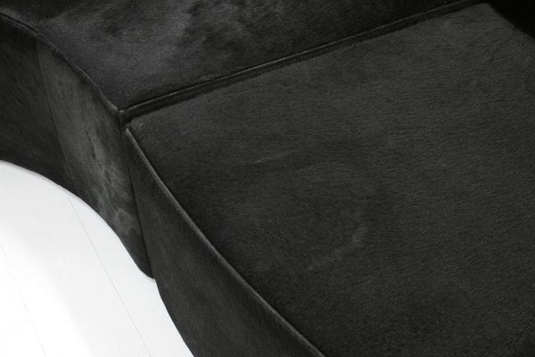 Modular Black Cowhide Curved Wave Sofa by DK Furniture, 2000s, Set of 2-SES-2023479