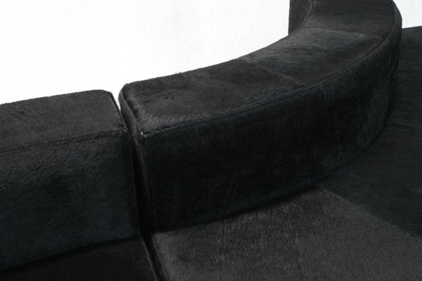 Modular Black Cowhide Curved Wave Sofa by DK Furniture, 2000s, Set of 2-SES-2023479