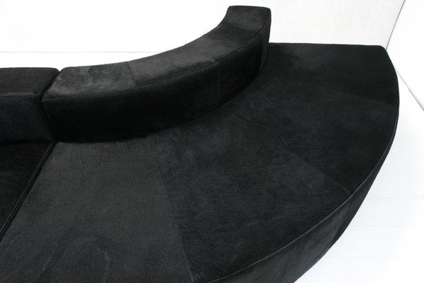 Modular Black Cowhide Curved Wave Sofa by DK Furniture, 2000s, Set of 2-SES-2023479