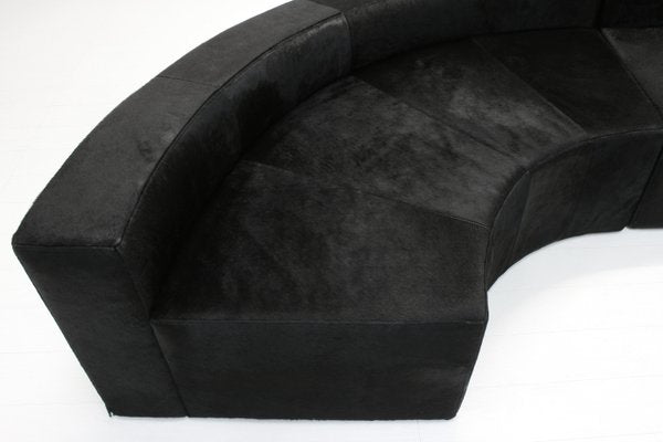 Modular Black Cowhide Curved Wave Sofa by DK Furniture, 2000s, Set of 2-SES-2023479