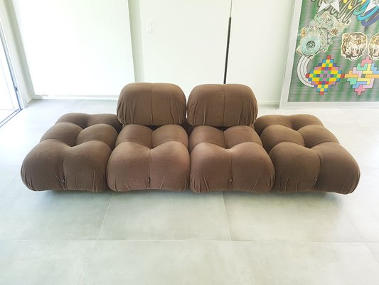 Modular Camaleonda Armchairs and Poufs in Brown Corduroy by Mario Bellini for C&b Italia, 1970s, Set of 8-RD-1807067