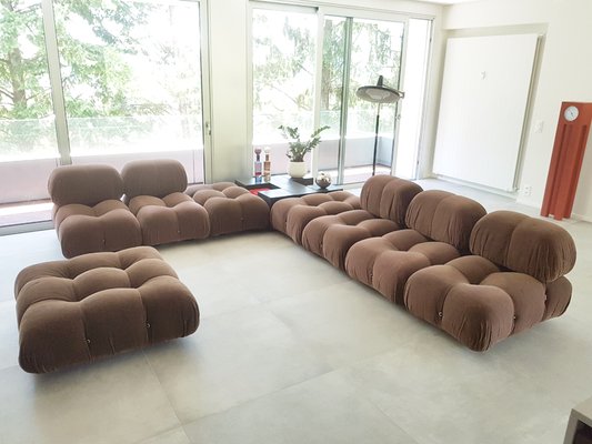 Modular Camaleonda Armchairs and Poufs in Brown Corduroy by Mario Bellini for C&b Italia, 1970s, Set of 8-RD-1807067