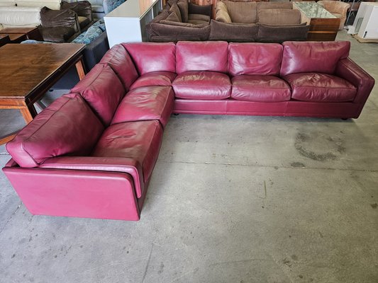 Modular Corner Sofa in Bordeaux Leather from Poltrona Frau, Italy, 1970s, Set of 3-ZUW-1721902