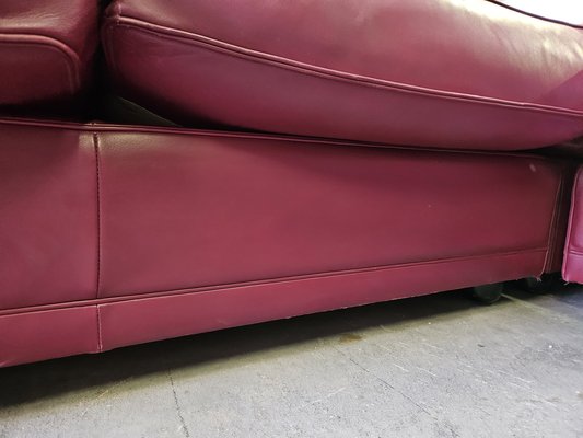 Modular Corner Sofa in Bordeaux Leather from Poltrona Frau, Italy, 1970s, Set of 3-ZUW-1721902