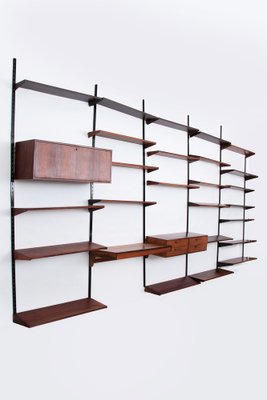 Modular Dark Wood Wall System by Kai Kristiansen for FM Møbler, 1960s, Set of 30-EZZ-1787454