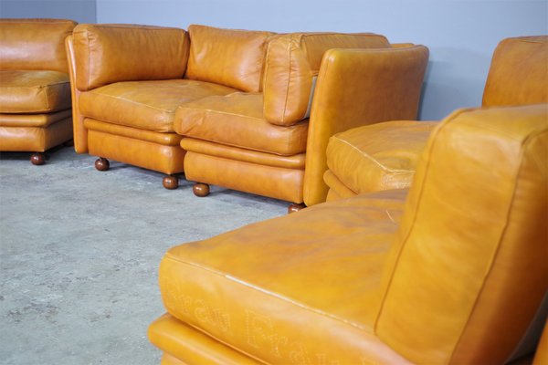 Modular Frau Sofa in Leather, 1970, Set of 5-KNM-1452791