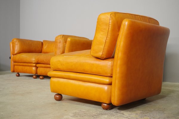 Modular Frau Sofa in Leather, 1970, Set of 5-KNM-1452791