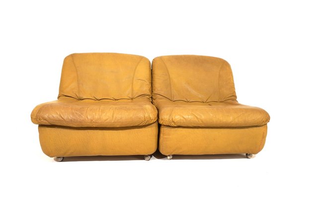 Modular Leather 2-Seater Sofa from Dreipunkt International, 1970s, Set of 2-HUW-1763637