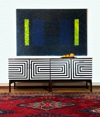 Modular Sideboard with Op Art Motif, 1970s, Set of 2-YQY-2021461