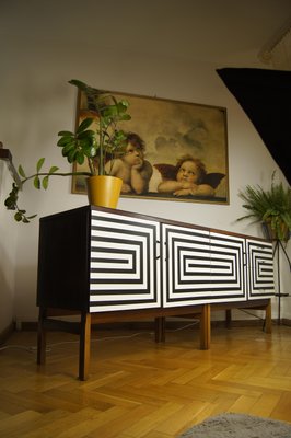 Modular Sideboard with Op Art Motif, 1970s, Set of 2-YQY-2021461