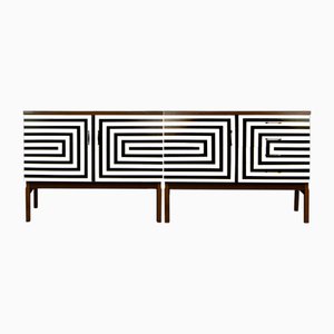 Modular Sideboard with Op Art Motif, 1970s, Set of 2-YQY-2021461