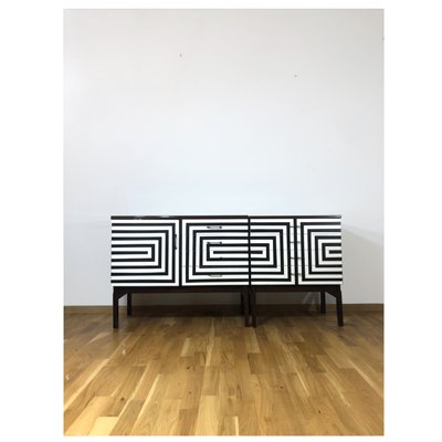 Modular Sideboards with Op Art Motif, 1970s, Set of 2-YQY-2040465