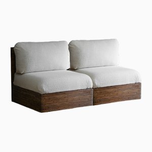 Modular Sofa in Bamboo with Dedar Fabric Cushions, Set of 2-MNF-1752438