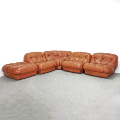 Modular Sofa in Leather, 1970s, Set of 5-PRS-1770938