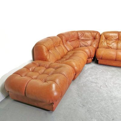 Modular Sofa in Leather, 1970s, Set of 5-PRS-1770938