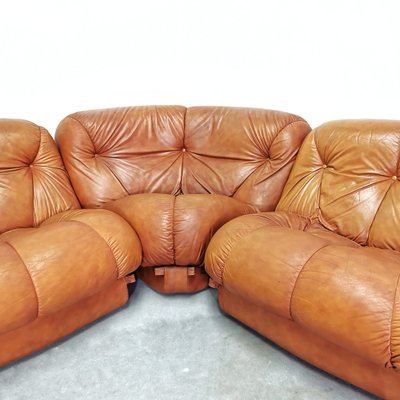 Modular Sofa in Leather, 1970s, Set of 5-PRS-1770938