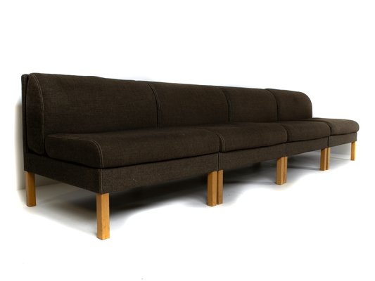 Modular Sofa in Oak and Saga 180 Fabric by Bernt Petersen, Denmark, 1980, Set of 4-UQV-942144