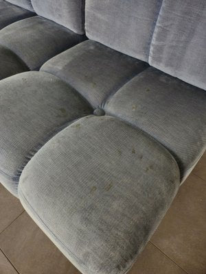 Modular Sofa with Poufs in Smooth Velvet, Italy, 1970s, Set of 6-ZST-1722562