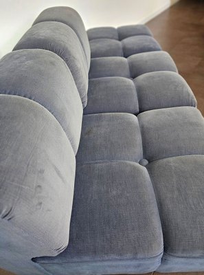 Modular Sofa with Poufs in Smooth Velvet, Italy, 1970s, Set of 6-ZST-1722562