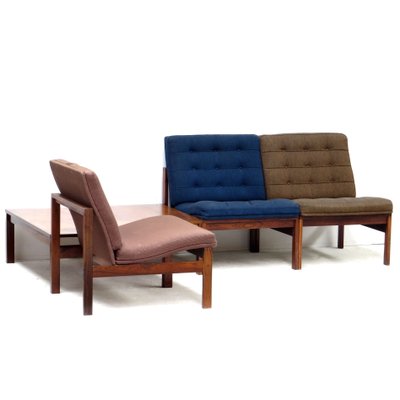 Moduline Lounge Chairs & Rosewood Coffee Table by Ole Gjerløv Knudsen & Torben Lind for France & Søn, 1960s, Set of 4-UBE-1402720