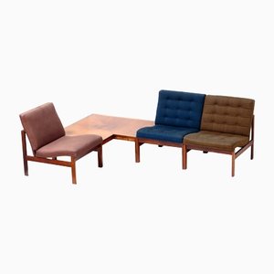 Moduline Lounge Chairs & Rosewood Coffee Table by Ole Gjerløv Knudsen & Torben Lind for France & Søn, 1960s, Set of 4-UBE-1402720