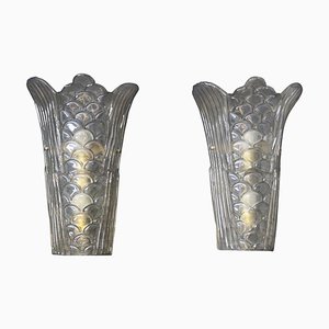 Molded Clear Frosted Murano Glass Wall Lights, 2000s, Set of 2-YF-1421457