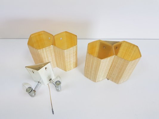 Molecular Double Light Honeycomb Flush Mounts in Fiberglass, 1950s, Set of 2-AXJ-1727878