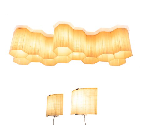 Molecular Honeycomb 11-Light Flush Mount & Wall Light in Fiberglass & Steel, 1950s-DEK-932753