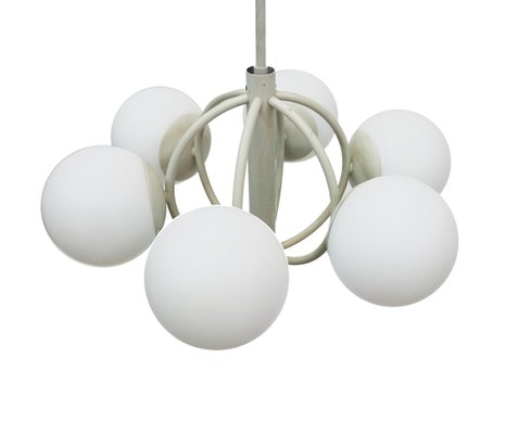 Molecular Satellite Chandelier with 6 White Glass Globes, 1960s, Germany-DEK-932667