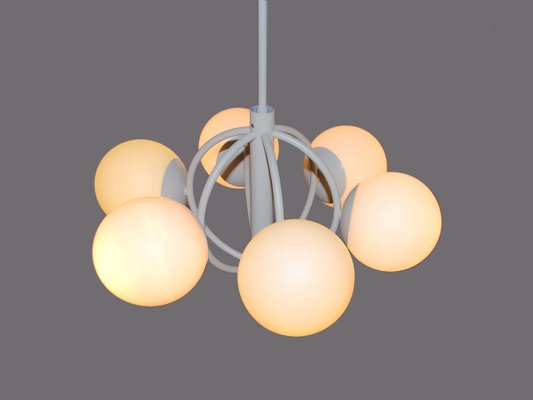 Molecular Satellite Chandelier with 6 White Glass Globes, 1960s, Germany-DEK-932667