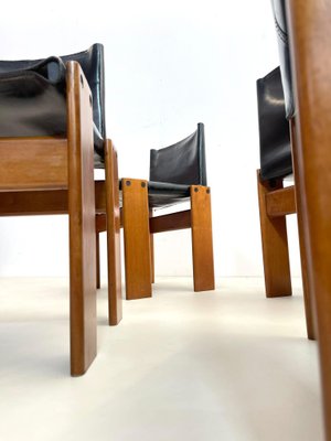 Monk Chairs in Black Leather by Afra and Tobia Scarpa for Molteni, Set of 6-FGA-1225956