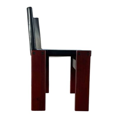 Monk Dining Chairs in Black Leather and Walnut by Afra and Tobia Scarpa for Molteni, 1973, Set of 8-RPH-988020