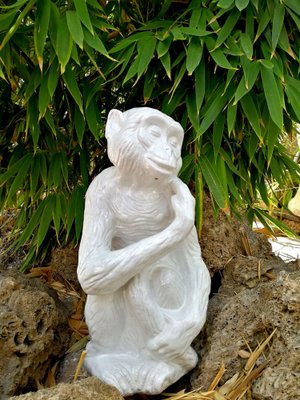 Monkey Sculpture in Glazed Terracotta, Italy, 1960s-JJT-1806428