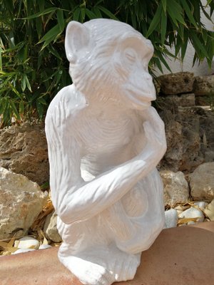 Monkey Sculpture in Glazed Terracotta, Italy, 1960s-JJT-1806428