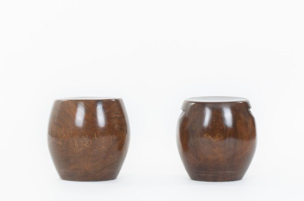 Monoxyl Wood Stools from Senegal, 1950s, Set of 2-US-1723855