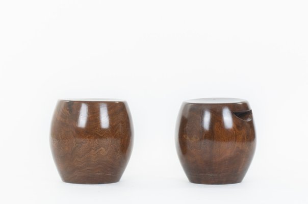 Monoxyl Wood Stools from Senegal, 1950s, Set of 2-US-1723855