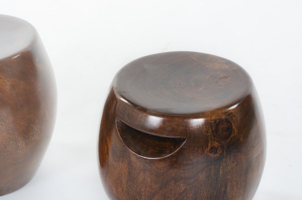 Monoxyl Wood Stools from Senegal, 1950s, Set of 2-US-1723855